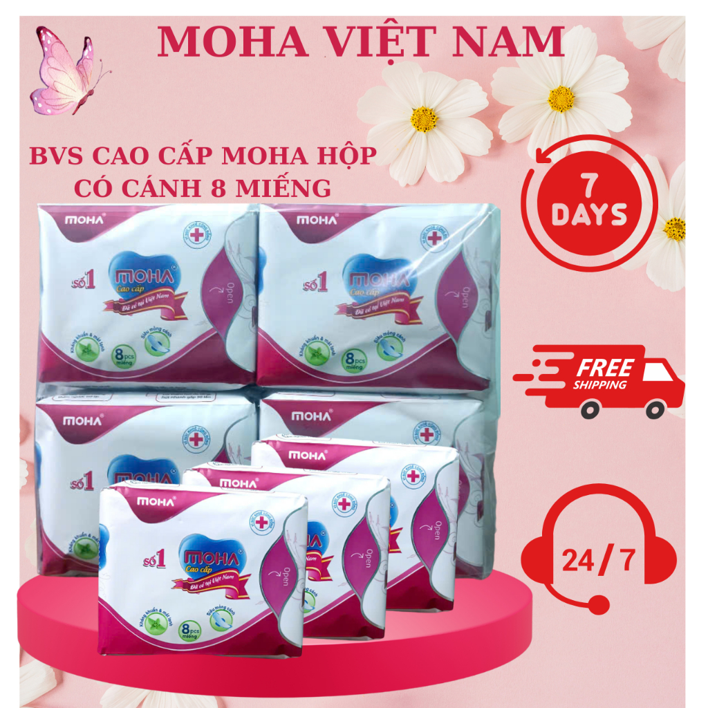 Băng Vệ Sinh MOHA cao cấp có cánh hộp 8 miếng