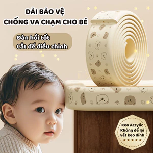 DẢI BẢO VỆ CHỐNG VA CHẠM CHO BÉ, ĐỆM CHỐNG VA ĐẬP TỰ DÍNH 2 MÉT, XỐP BỌC CẠNH BÀN, ĐẦU GIƯỜNG AN TOÀN CHO TRẺ EM