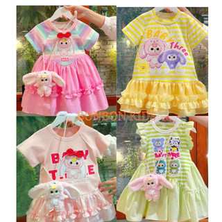 Váy cho bé gái dáng xoè cổ tròn đi học đi chơi sz 10-30kg, đầm bé gái dáng xòe babythree