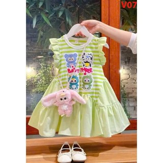 Váy cho bé gái dáng xoè cổ tròn đi học đi chơi sz 10-30kg, đầm bé gái dáng xòe babythree