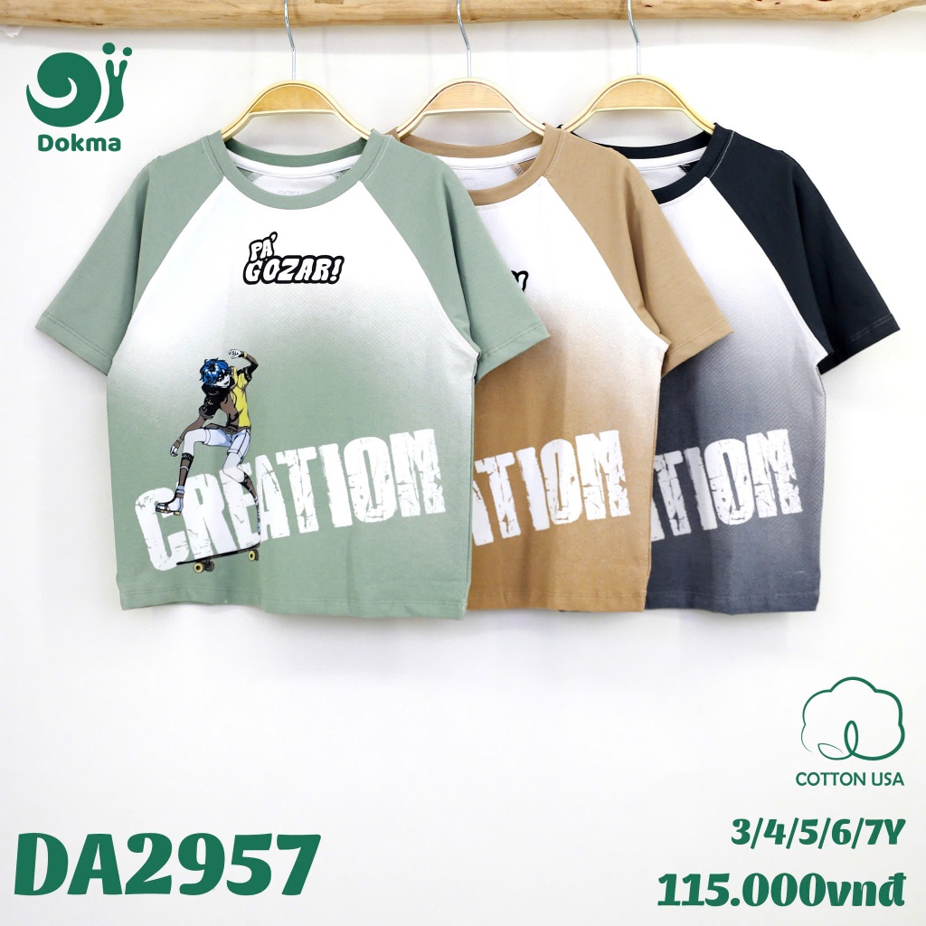 (11-25kg, 3-7Y) Áo Cộc Tay Bé Trai Dokma DA2093 DA2132 DA2739 DA2868 DA2945 DA2957 DA1509