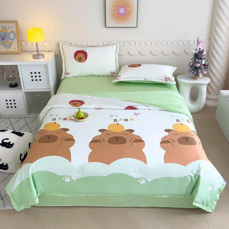 Ảnh Bộ Chăn Ga Gối Cotton Sateen Mịn Decor Bo Chun 10cm, Drap Giường Lụa Thái Kèm Chăn Chần Mát Mịn 3