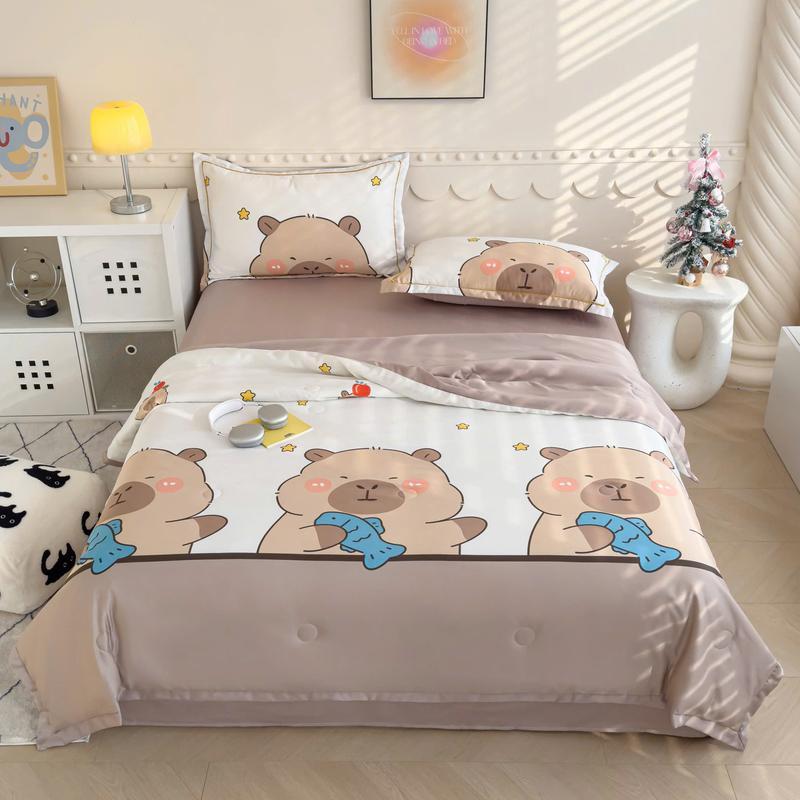 Ảnh Bộ Chăn Ga Gối Cotton Sateen Mịn Decor Bo Chun 10cm, Drap Giường Lụa Thái Kèm Chăn Chần Mát Mịn 4