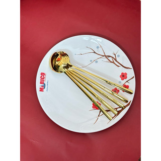Set 5 Thìa Trà Inox 304 Dài 13cm Miệng Tròn 3cm Muỗng Espresso Bac/ Mạ Titan Vàng Sang trọng