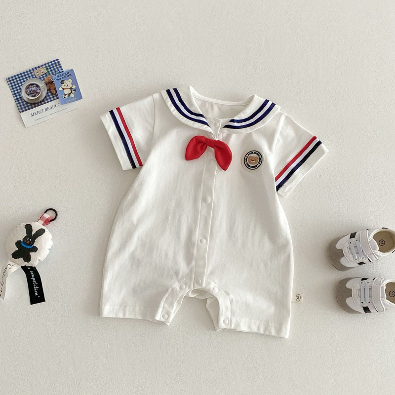 (Order) Váy suit hoạ tiết thuỷ thủ màu trắng phong cách Hàn Quốc dành cho bé trai - bé gái