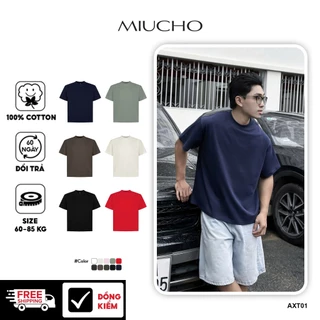 Áo phông trơn form boxy vải cotton 2c thoáng mát AXT01 Miucho Club