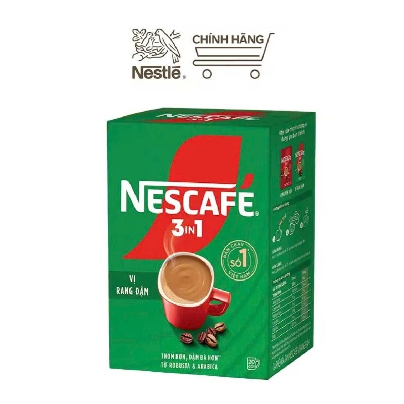 Nescafe 3in 1 vị rang đậm 1 hộp 20 gói ×16 date 2/2026 | Shopee Việt Nam