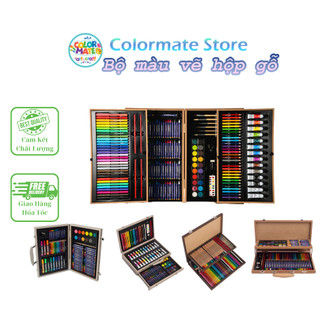 Bộ Màu Vẽ Hộp Gỗ Cao Cấp Art Set Chi Tiết Tặng Bé Học Mỹ Thuật Sáng Tạo