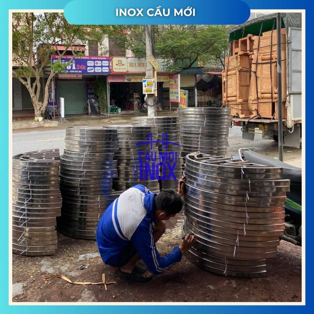 Chữ thọ cổng inox 304, đường kính 800mm,900mm,1000mm trang trí cổng cửa chất lượng cao (1 bộ 2 cánh)