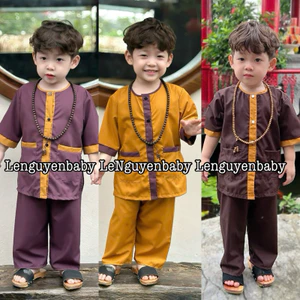 ĐỒ LAM đi chùa cho bé, Pháp phục đi chùa chất vải kate, mềm mại, thoáng mát vải loại 1