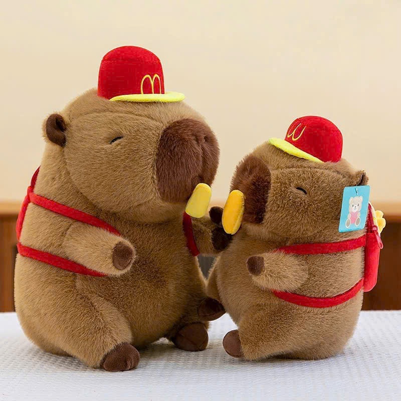 Capybara khoai tây chiên đáng yêu Gấu bông capybara chảy nước mũi đeo balo đội mũ Macdonald