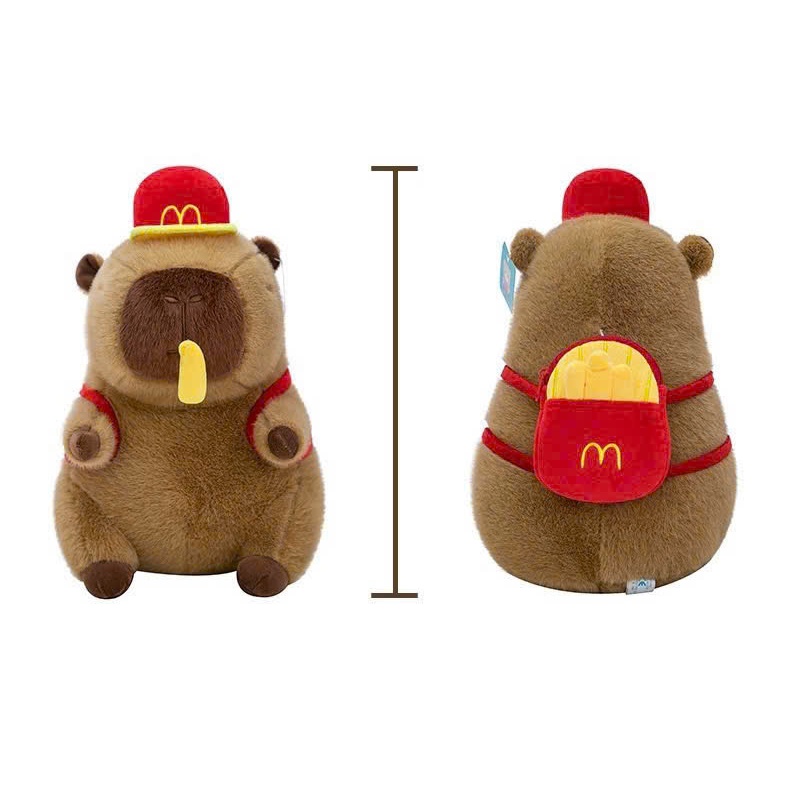 Capybara khoai tây chiên đáng yêu Gấu bông capybara chảy nước mũi đeo balo đội mũ Macdonald