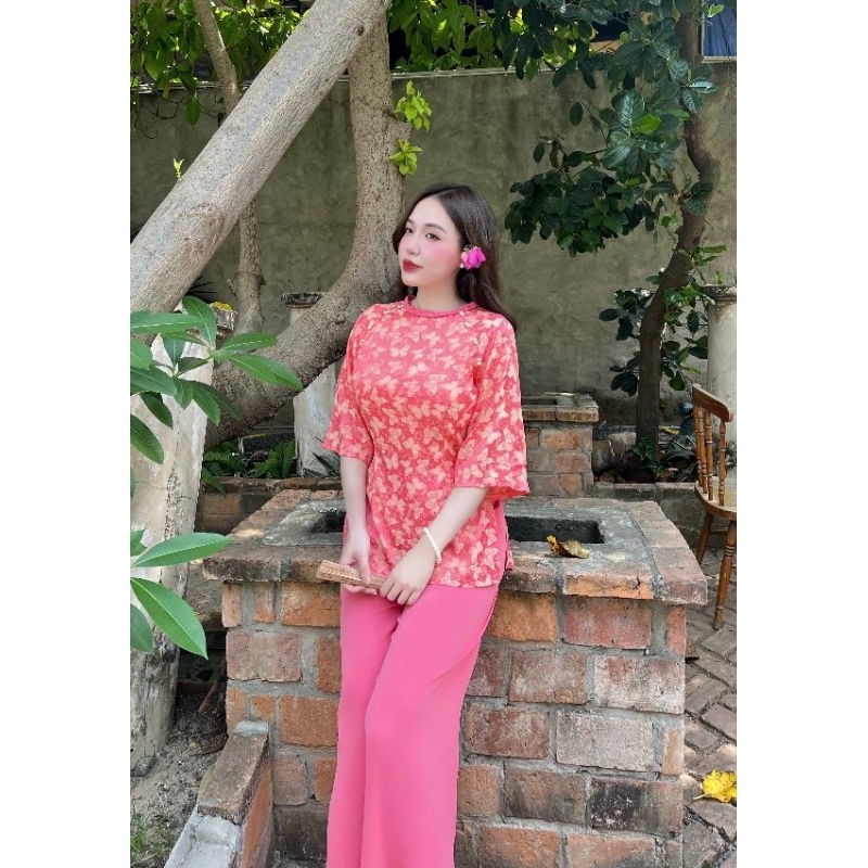 Đồ bà ba gấm cổ bính đính ngọc đi lễ chùa