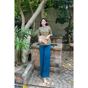 Đồ bà ba gấm cổ bính đính ngọc đi lễ chùa