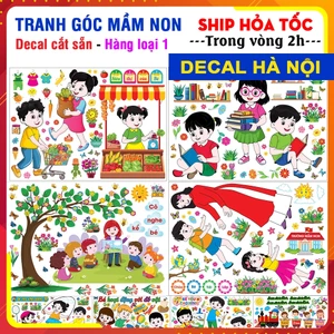 Decal mầm non cắt sẵn trang trí lớp học cho trẻ, tạo góc học tập sinh động và đẹp mắt.