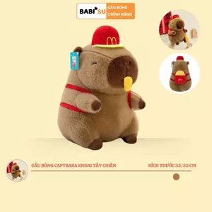 Gấu Capybara khoai tây chiên đáng yêu Chuột capyabara chảy nước mũi đeo balo đội mũ Macdonald