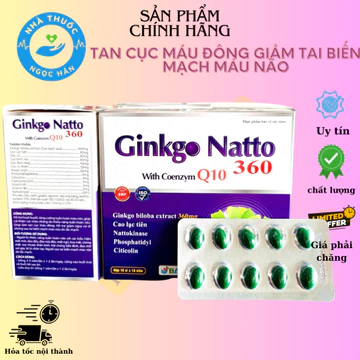 Ginkgo Natto 360 Giúp Tăng Tuần Hoàn Máu Não Giảm Đau Đầu Hộp 100 Viên