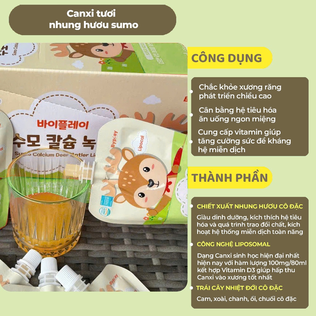 10 - 20 - 30 GÓI CANXI Nhung Hươu Sumo Hỗ Trợ Tăng Chiều Cao Toàn Diện, Tăng Cường Sức Đề Kháng