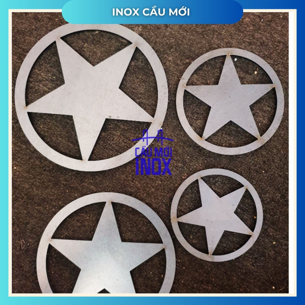 Ngôi sao inox 304 cắt Laser kỹ thuật cao, đường kính 100mm,120mm,150mm, dày 1mm-1.5mm