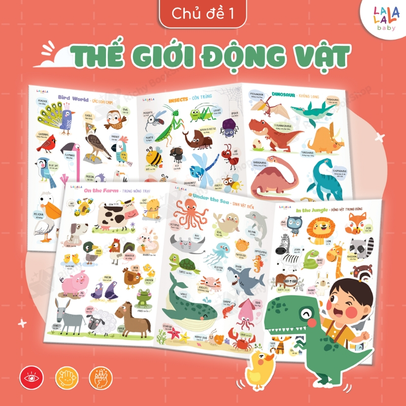 Bảng giáo dục chữ cái cho bé Tiếng Anh Bảng gấp thông thái Lalala baby đồ chơi nhiều chủ đề thú vị
