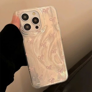 Ốp Lưng iPhone Silicon Mềm Nơ Hồng Cute Ánh Bạc, Chống Sốc cho iPhone 7/8/X/XS/XR/11/12/13/14/15/16/17/Plus/Air/Pro/Max