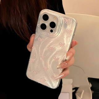 Ốp Lưng iPhone Silicon Mềm Nơ Hồng Cute Ánh Bạc, Chống Sốc cho iPhone 7/8/X/XS/XR/11/12/13/14/15/16/17/Plus/Air/Pro/Max