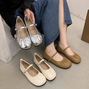 Giày búp bê quai ngang, giày sục bệt mũi tròn khóa gài phong cách ullzang Hàn Quốc trẻ trung xinh xắn mang đi chơi B14