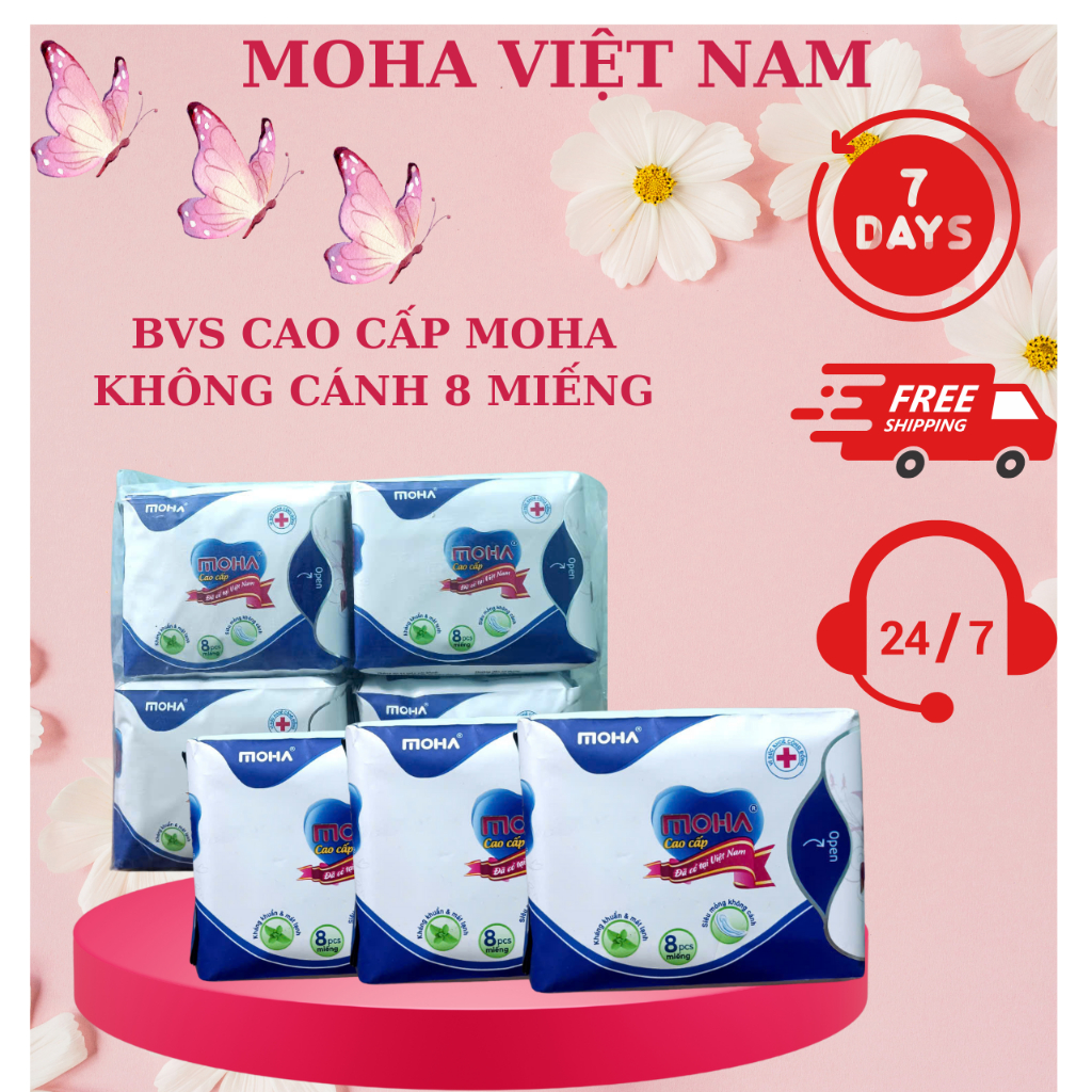 Băng vệ sinh MOHA  cao cấp không cánh hộp 8 miếng