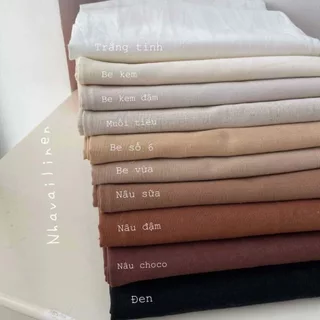 Vải Linen Bột Trơn (Tone Be + Nâu) Mềm Mịn Thoáng Mát - Nhà Vải Linen