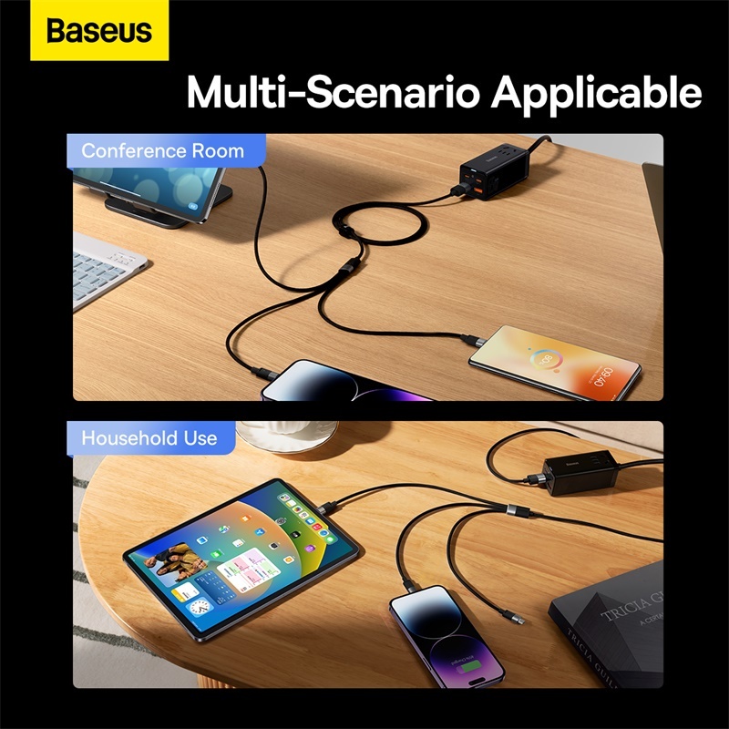 Ảnh Dây Cáp Sạc Baseus 3 Trong 1 USB Sang Type C Micro 3.5A Cho Samsung A71 Xiaomi 4