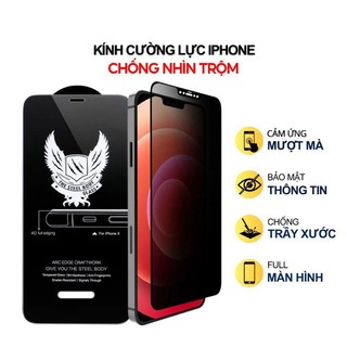 Kính Cường Lực iPhone CHỐNG NHÌN TRỘM kk4D - 360 Độ KO HỘP cho iPHONE 7 đến 17 Pro Max