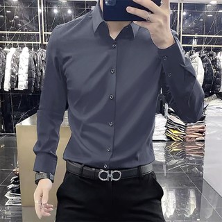 Áo sơ mi tay dài, chất vải lụa Hàn thời trang nam K-Menswear