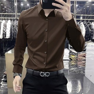 Áo sơ mi tay dài, chất vải lụa Hàn thời trang nam K-Menswear