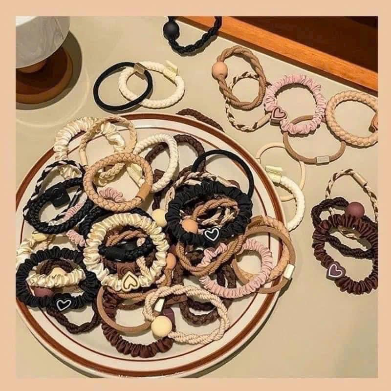 ỐNG 20 CHUN BUỘC TÓC TIM NHIỀU HÌNH SIÊU XINH CHO NỮ