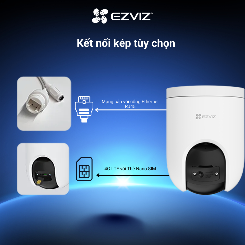 Ảnh Camera WI-FI EZVIZ  H8C 3MP SIM 4G Ngoài Trời, Báo Động Đàm Thoại 2 Chiều, Màu Ban Đêm, Báo động còi hú và đèn chóp 2