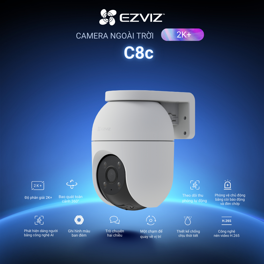 Ảnh Camera WI-FI Ngoài trời EZVIZ C8c 4MP Ghi hình màu ban đêm, Đàm thoại 2 chiều, Phát hiện người và xe, Đèn báo động 1