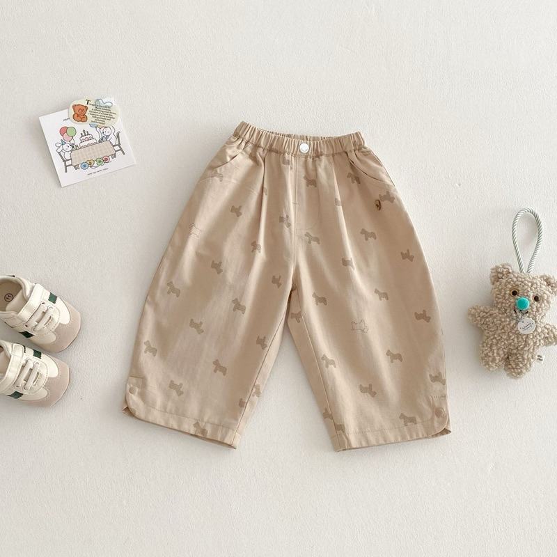 (Order) Quần kaki mỏng in hoạ tiết chó nổi chìm phong cách Hàn Quốc dành cho bé trai