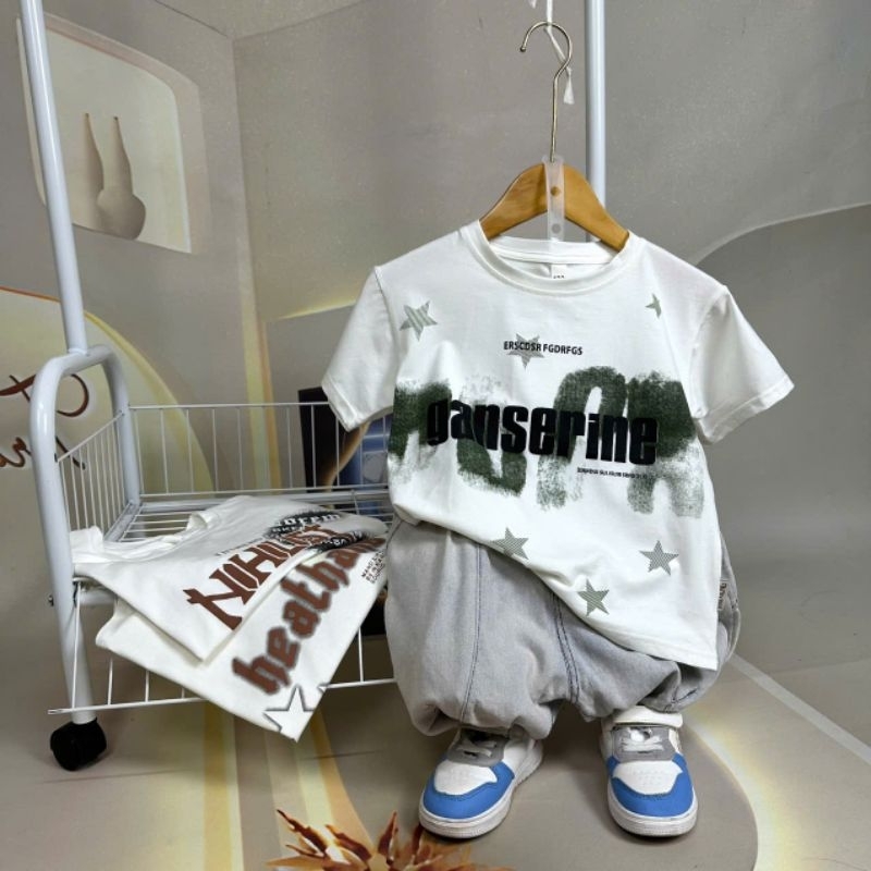 Áo phông bé trai size đại từ 25-45kg chất cotton tàu mát nhẹ