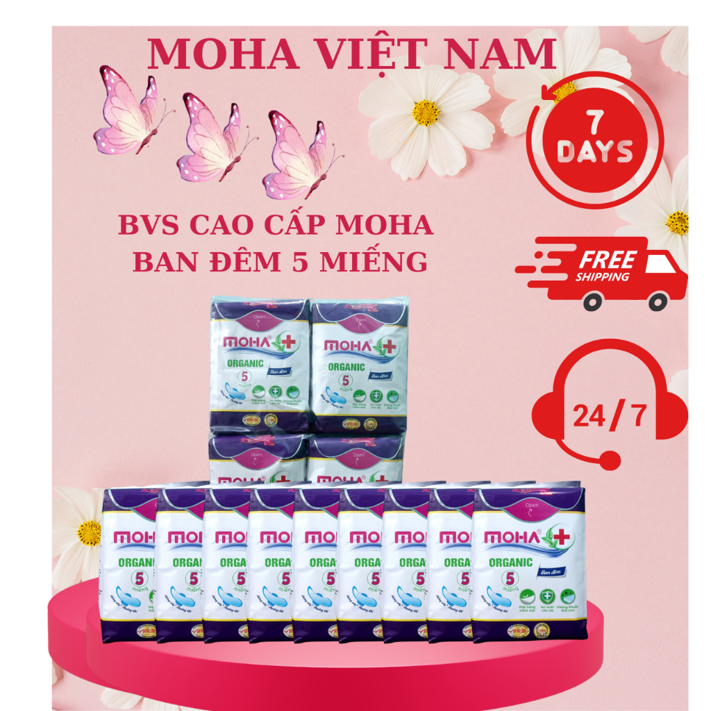 Băng vệ sinh ban đêm MOHA cao cấp hộp 5 miếng