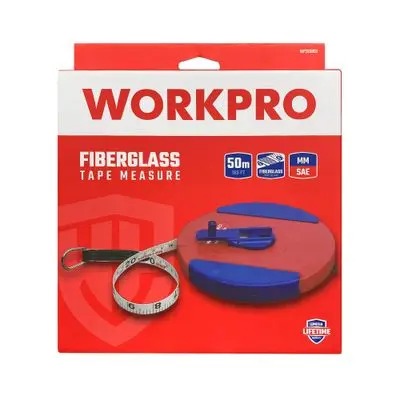 Thước cuộn 50m sợi thủy tinh WORKPRO WP263002 vỏ nhựa ABS siêu bền tua dây nhanh - Hàng chuẩn chính hãng