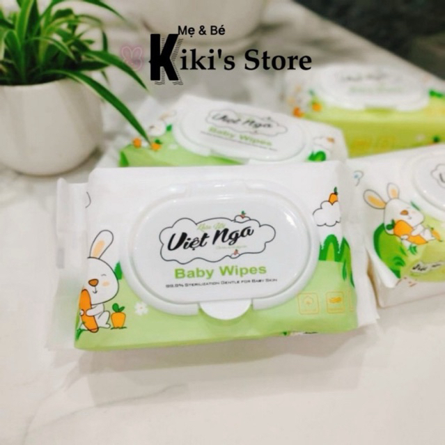 (Tặng khăn lạnh) Combo 10 Khăn Ướt Cao Cấp Việt Nga Không Mùi 130 tờ Cho Bé Yêu
