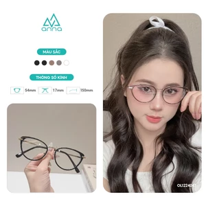 Gọng kính mắt thời trang ANNA nam nữ dáng mắt mèo chất liệu kim loại cao cấp OL 31260