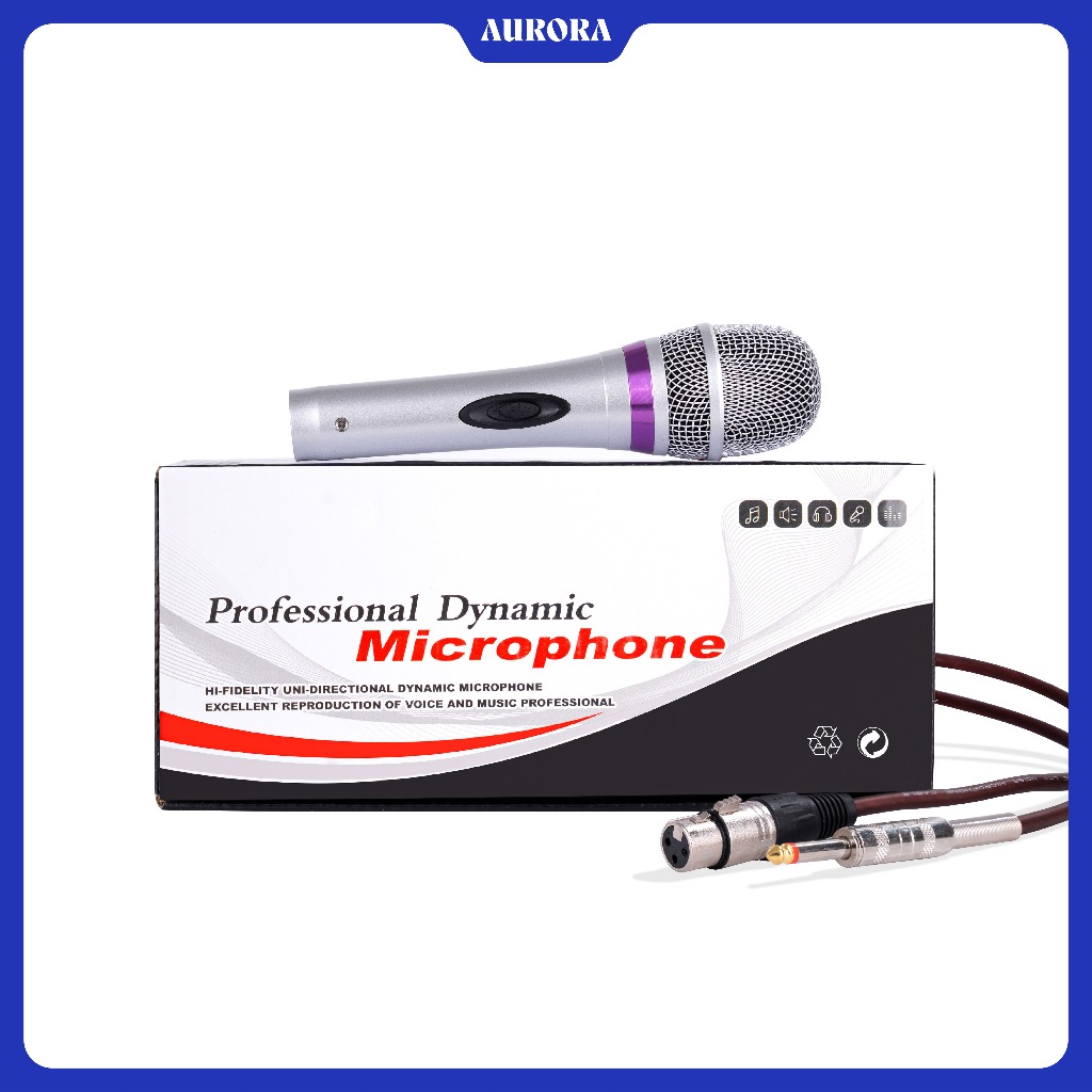 Micro Có Dây Aurora Multiflora 01 - Hát Karaoke Chống Hú Rè Tốt - Độ Nhạy Cao - Dây Kết Nối Dài 5m
