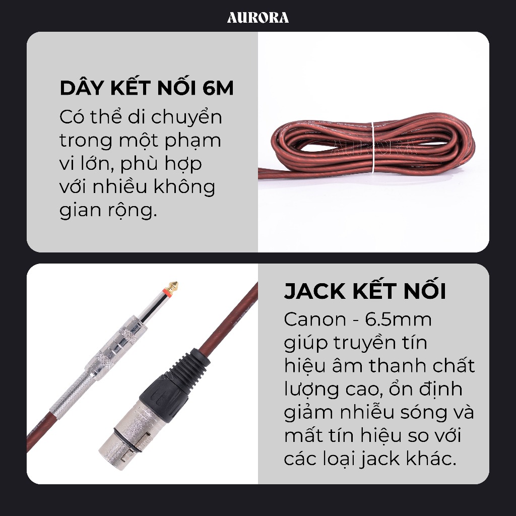 Micro Có Dây Aurora Multiflora 01 - Hát Karaoke Chống Hú Rè Tốt - Độ Nhạy Cao - Dây Kết Nối Dài 5m