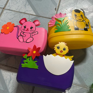 Chậu tái chế | Combo 3 chậu trồng cây, vẽ bằng sơn rửa nước được . Top 12 con giáp