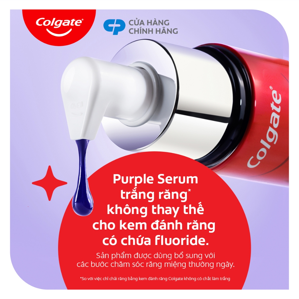 Ảnh Tinh chất trắng răng tăng cường Colgate Optic White Purple Serum-Trung hòa sắc vàng, rạng rỡ tức thì 40ML 4