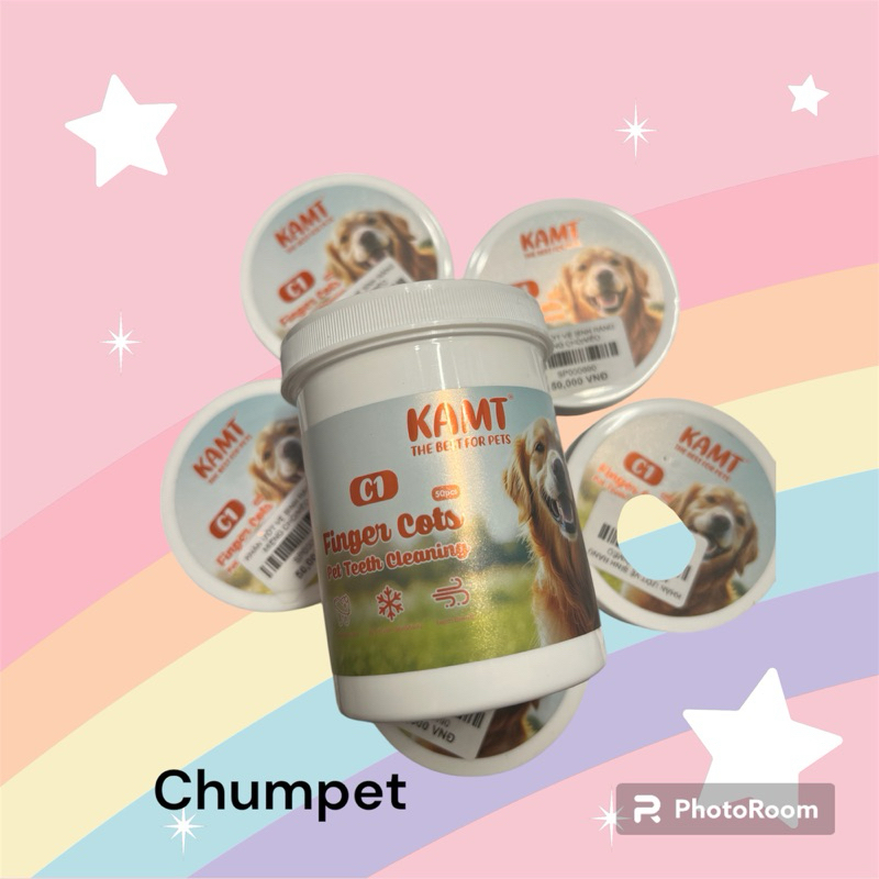 Khăn ướt xỏ ngón tay KAMT vệ sinh răng miệng cho chó mèo  thương hiệu Kamt loại bỏ mảng bám và bảo vệ răng miệng dễ dàng