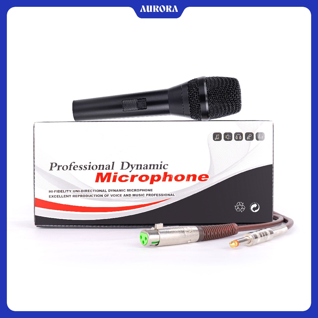 Micro Có Dây Aurora Arbutus 02 - Hát Karaoke Chống Hú Rè Tốt - Độ Nhạy Cao - Dây Kết Nối Dài 5m