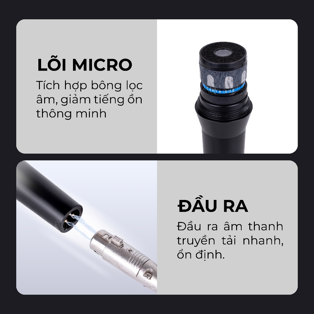 Micro Có Dây Aurora Arbutus 02 - Hát Karaoke Chống Hú Rè Tốt - Độ Nhạy Cao - Dây Kết Nối Dài 5m