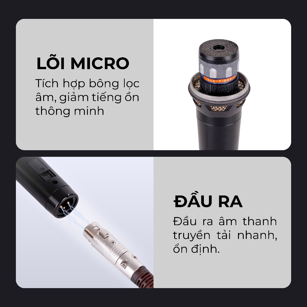 Micro Có Dây Aurora Hydrangeas 03 - Hát Karaoke Chống Hú Rè Tốt - Độ Nhạy Cao - Dây Kết Nối Dài 5m